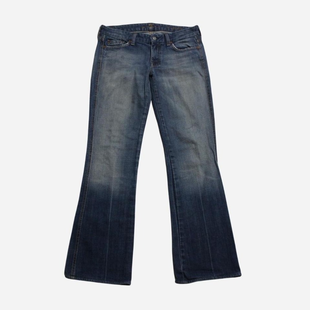 Womens Y2K 7 For All Mankind Glam Rhinestone A Pocket Bootcut Low-rise Jeans